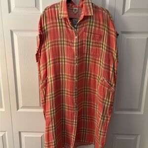 Ivy Jane Red and Green Casual Dress with Button Down Style